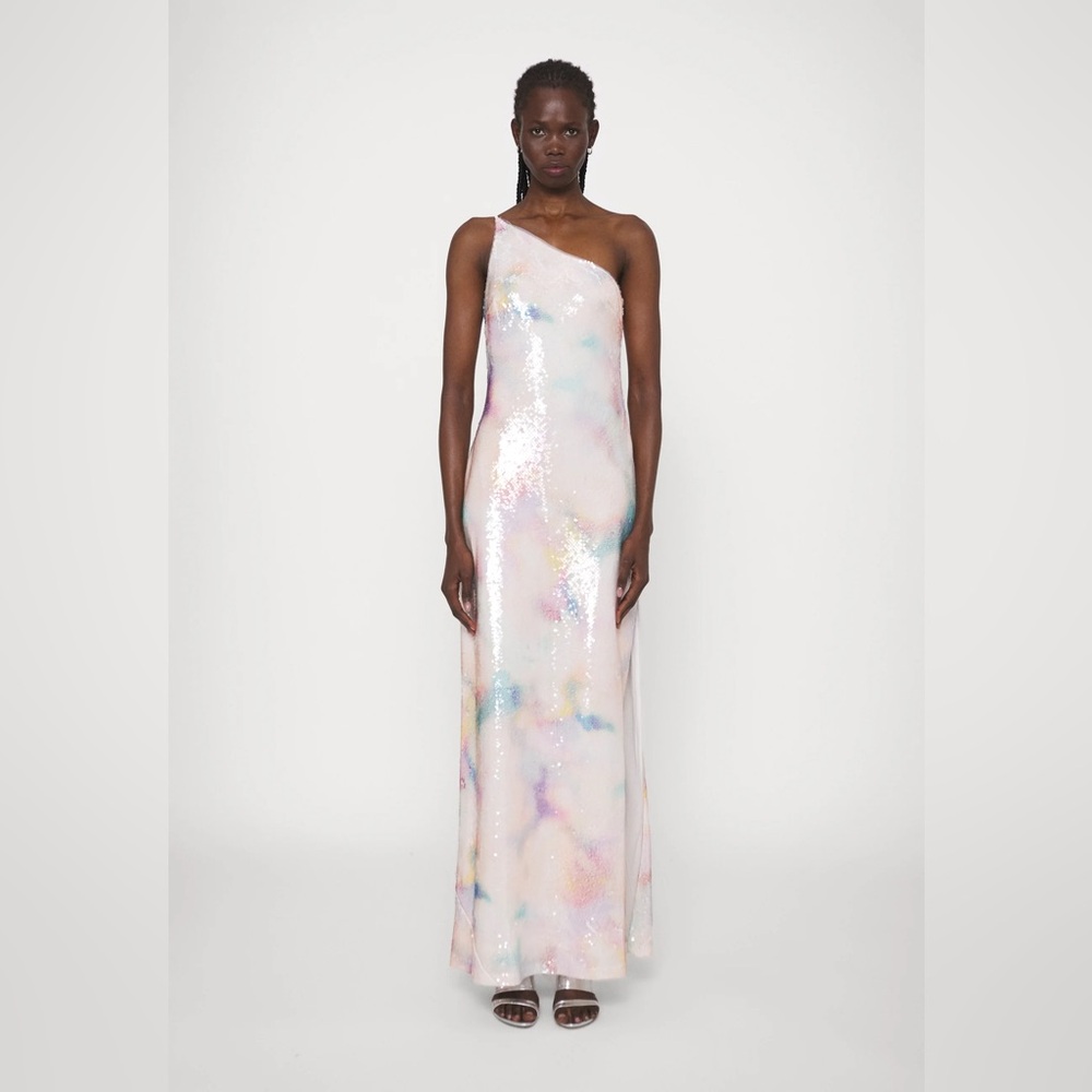 Monique Lhuillier Pastel One-Shoulder Dress